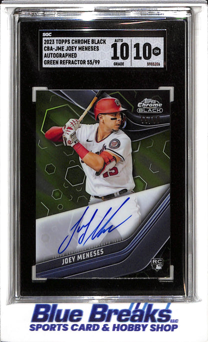 2023 Topps - Chrome Black - Green Refractor - Autographed - Joey Meneses - SGC10 - 55/99 - #CBA-JME - Baseball - Nationals - drop