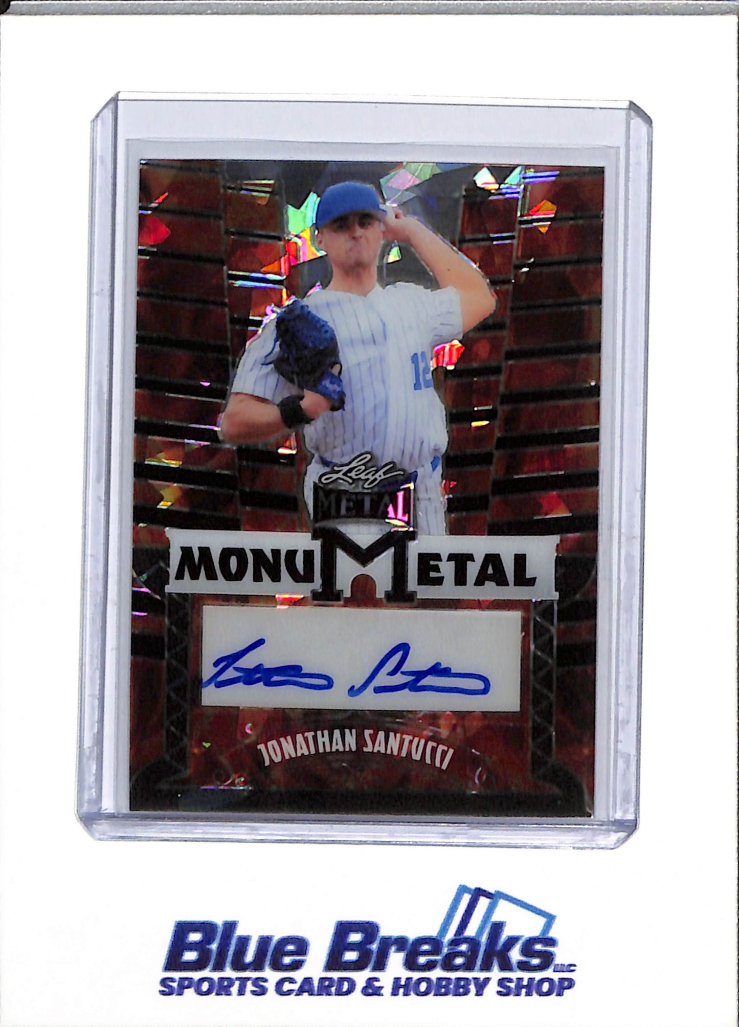 2024 Leaf - Metal - Monumetal - Orange Cracked Ice - Jonathan Santucci - 1/1 - #MM-JS1 - Baseball - Mets