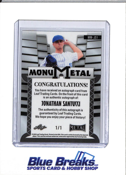 2024 Leaf - Metal - Monumetal - Orange Cracked Ice - Jonathan Santucci - 1/1 - #MM-JS1 - Baseball - Mets