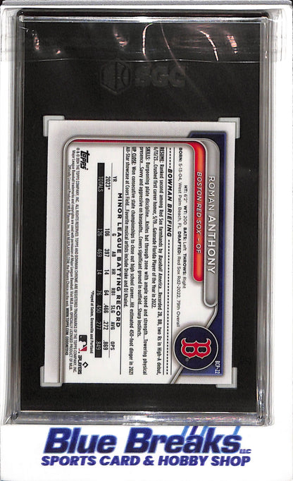 2024 Topps - Bowman Chrome - Prospect - Lunar Green Refractor - Roman Anthony - SGC8.5 - #BCP-22 - Baseball - Red Sox - drop