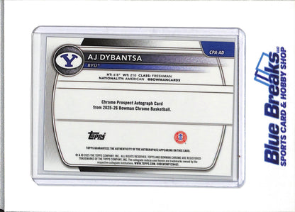 2025 Bowman Chrome U - Purple - Auto - AJ Dybantsa - 248/250 - #CPA-AD - Basketball - BYU