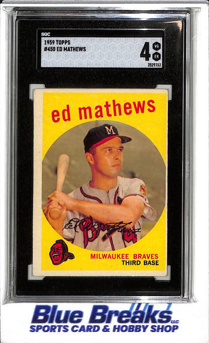 1959 Topps - Ed Matthews - SGC4 - #450 - Baseball - Braves - drop