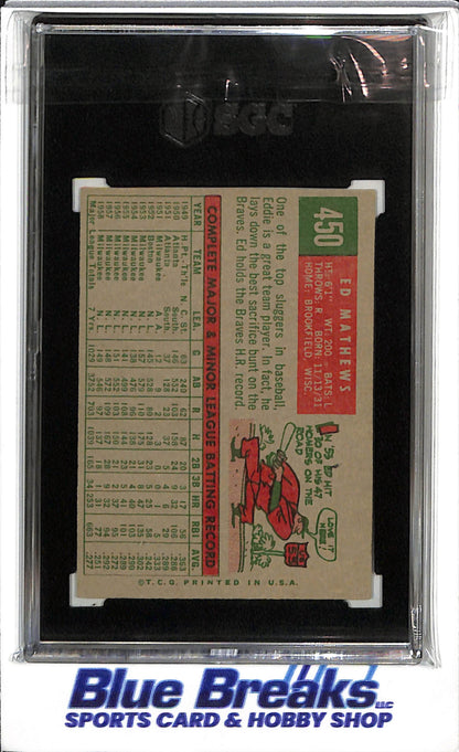 1959 Topps - Ed Matthews - SGC4 - #450 - Baseball - Braves - drop