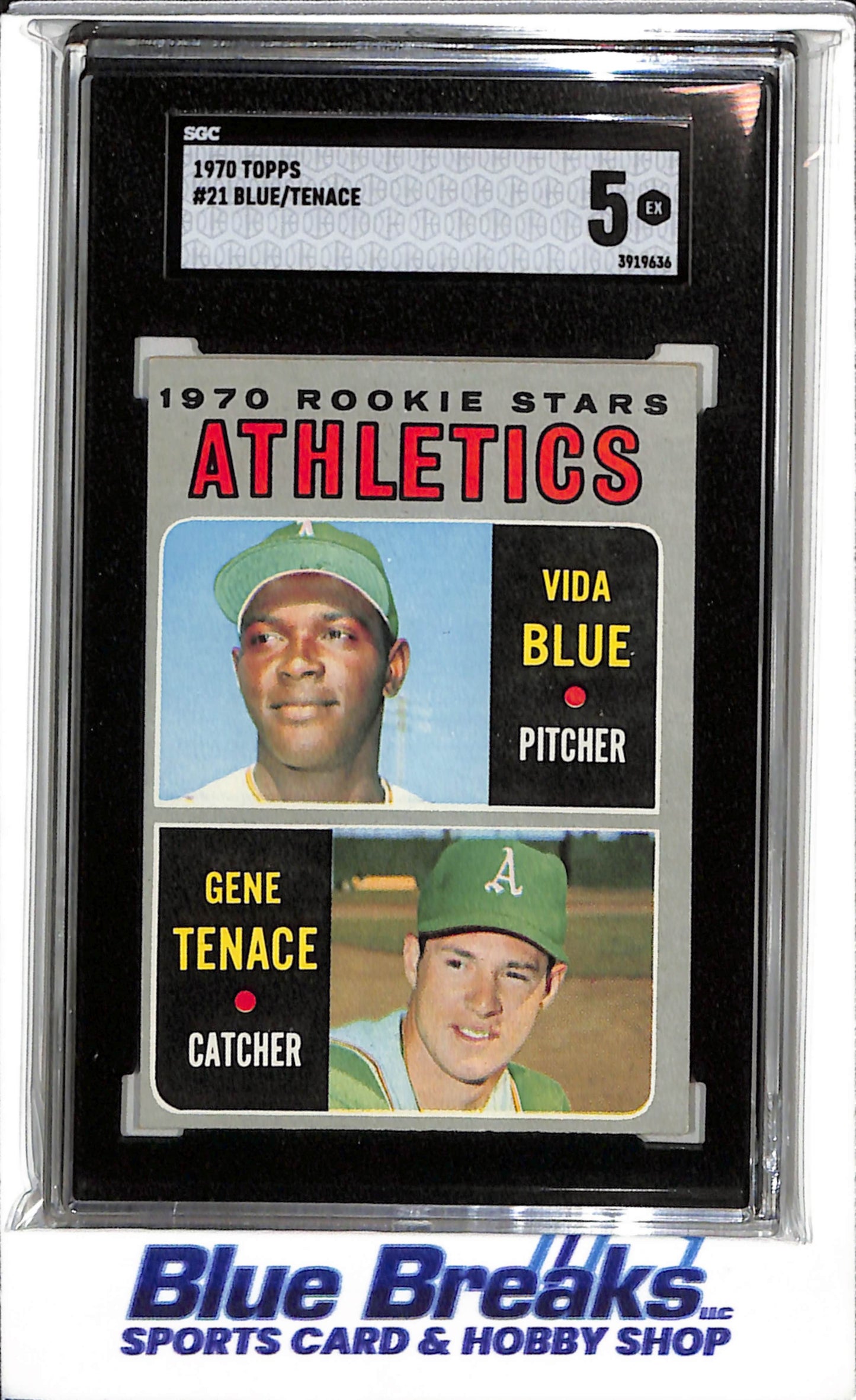 1970 Topps - Rookie Stars - Vida Blue/Gene Tenace - SGC5 - #21 - Baseball - Athletics - drop