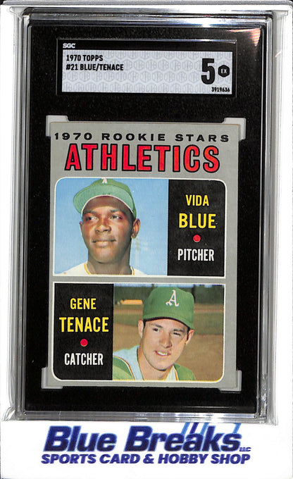 1970 Topps - Rookie Stars - Vida Blue/Gene Tenace - SGC5 - #21 - Baseball - Athletics - drop