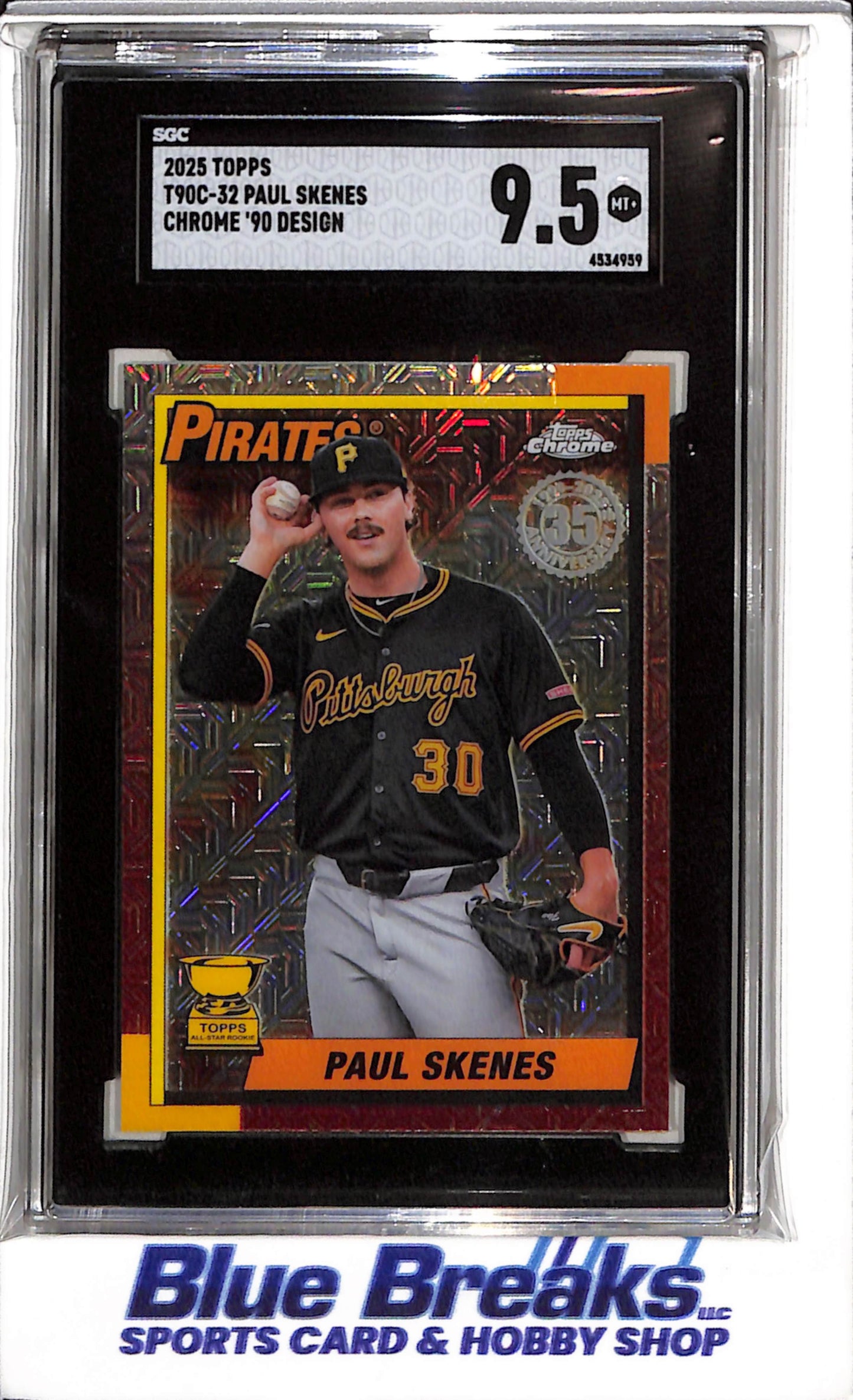2025 Topps - Chrome '90 Design - Orange - Paul Skenes - SGC9.5 - #T90C-32 - Baseball - Pirates - drop