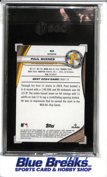 2024 Topps - Bowman's Best - Refractor - Paul Skenes - SGC9.5 - #53 - Baseball - Pirates - drop