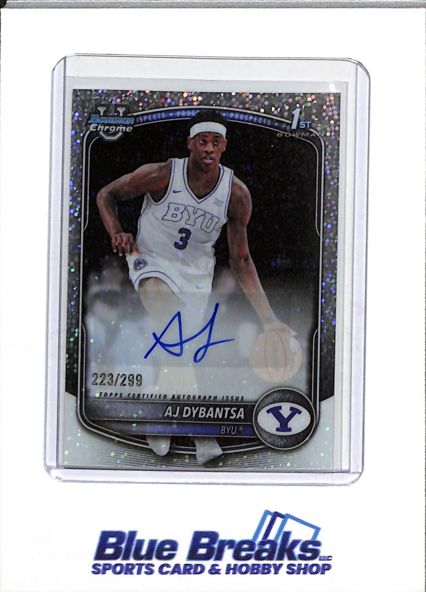 2025 Bowman Chrome U - Silver Sparkle - Auto - AJ Dybantsa - 223/299 - #CPA-AD - Basketball - BYU