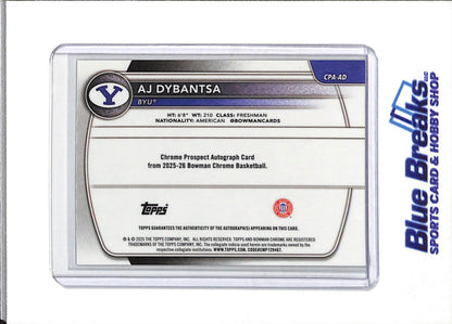 2025 Bowman Chrome U - Silver Sparkle - Auto - AJ Dybantsa - 223/299 - #CPA-AD - Basketball - BYU