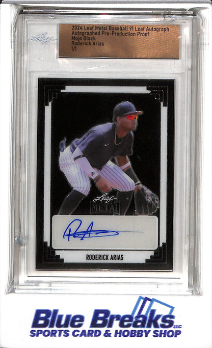 2024 Leaf - Metal - '91 Autograph - Pre-Production Proof - Mojo Black - Roderick Arias - 1/1 - Baseball - Yankees - drop