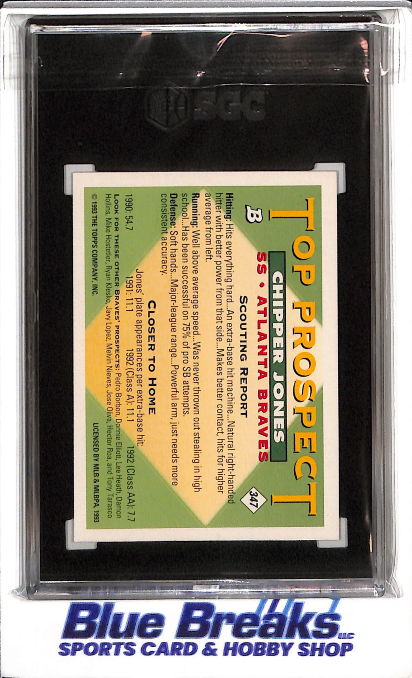 1993 Bowman - Foil - Chipper Jones - SGC9 - #347 - Baseball - Braves - drop