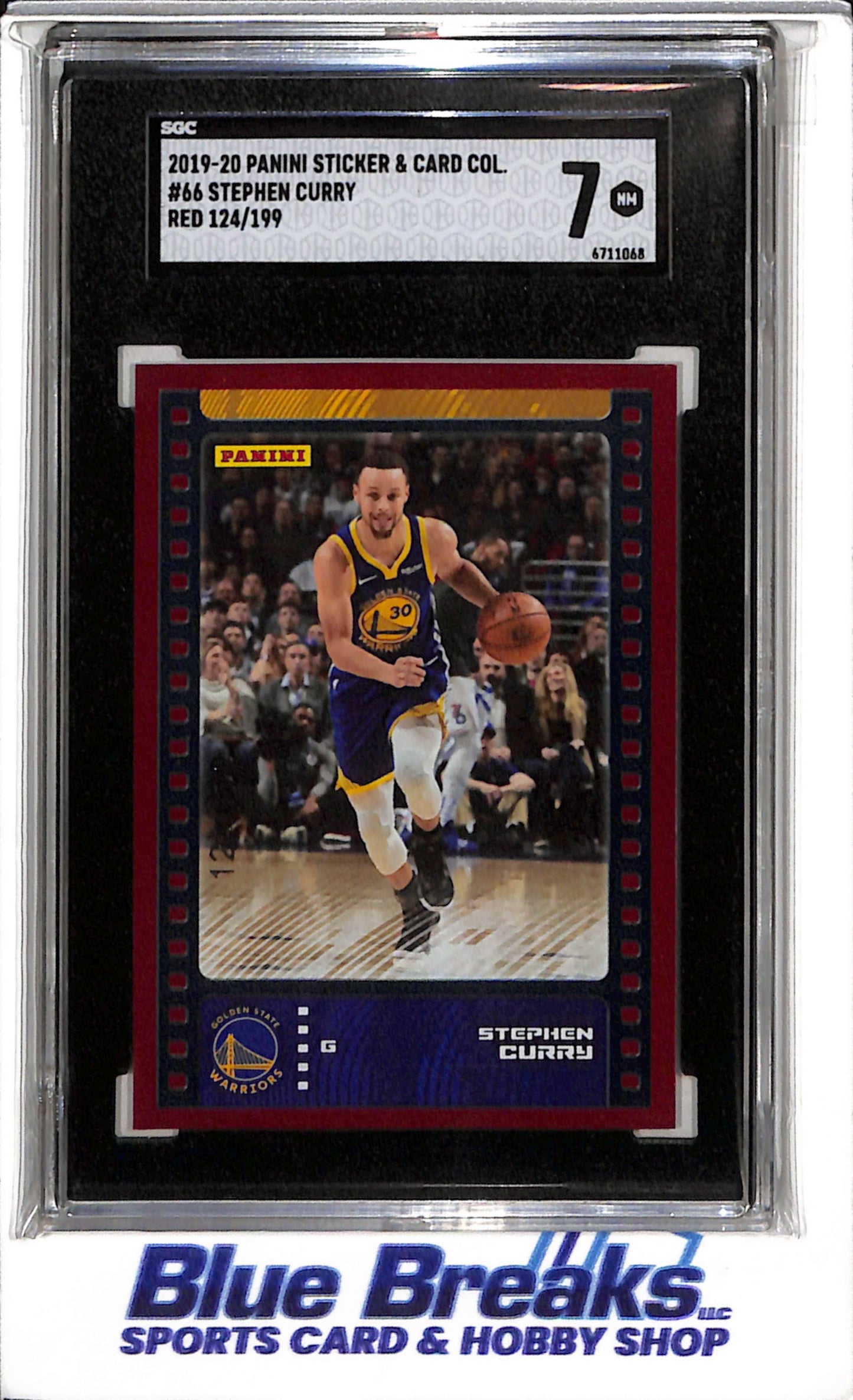 2019-20 Panini - Sticker & Card Col. - Red - Stephen Curry - SGC7 - 124/199 - #66 - Basketball - Warriors - drop