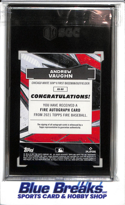 2021 Topps - Fire - Auto - Orange - Andrew Vaughn - SGC10 - 43/99 - #AV-AV - Baseball - White Sox - drop