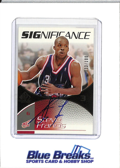 2003 Upper Deck - Significance - Auto - Steve Francis - 033/100 - #SF - Basketball - Rockets - drop