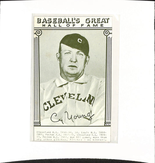 1948 Baseball's - Great Hall of Fame - Cy Young - Baseball - Cleveland - Naps - drop