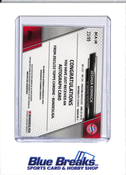 2022 Topps - Chrome - Green Auto - Joshua Kimmich - 23/99 - #BCA-JK - Soccer - Bayern Munchen - drop