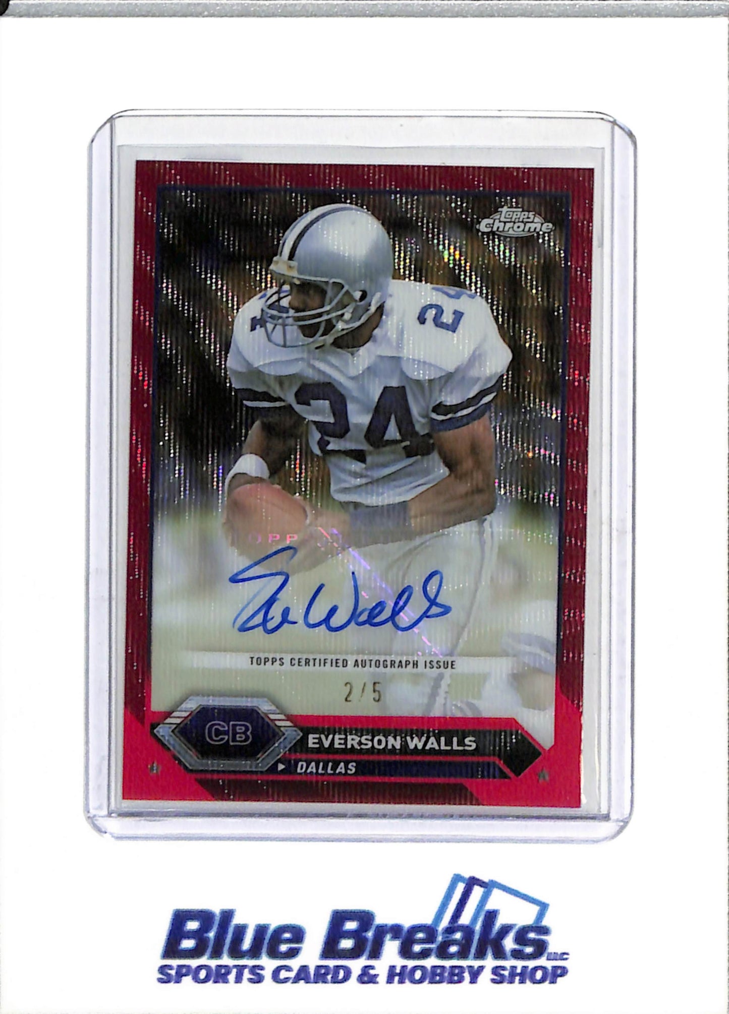 2024 Topps - Chrome - Red Auto - Edward Walls - 2/5 - #TCA-EW - Football - Cowboys - drop