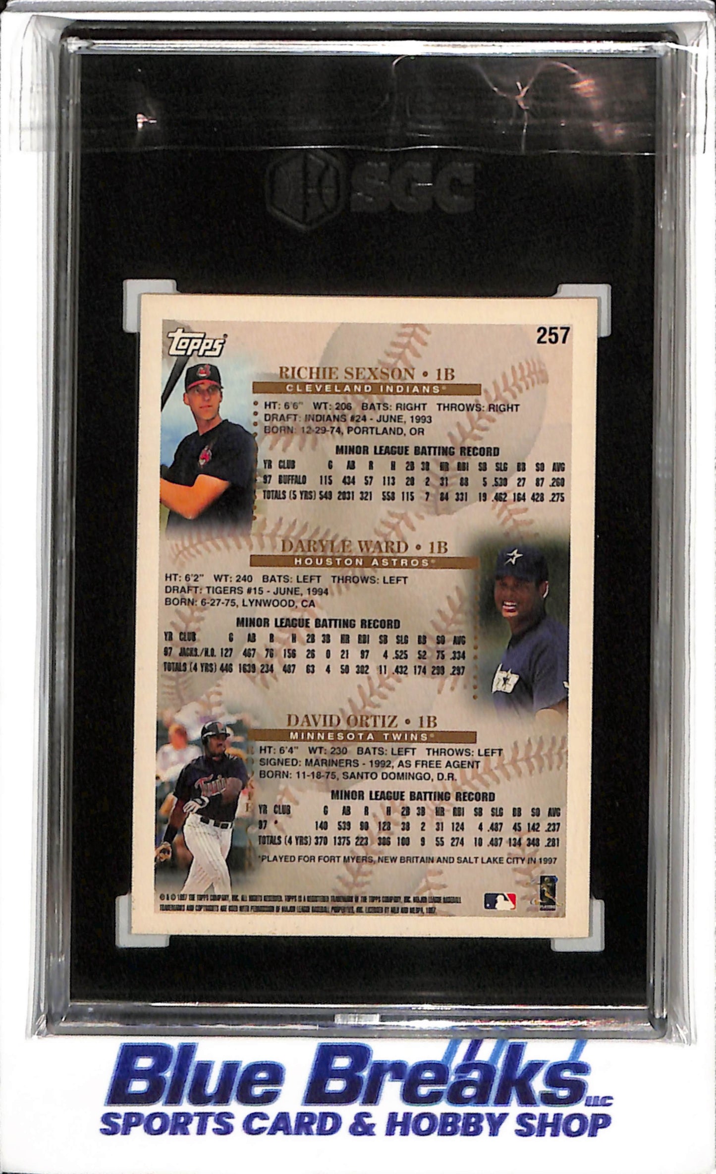 1998 Topps - Prospects - Sexson/Ortiz - SGC9 - #257 - Baseball - Indians - Astros - Twins - drop