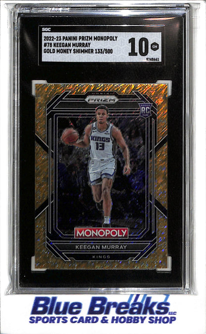 2022-23 Panini - Prizm - Monopoly - Gold Money Shimmer - Keegan Murray - SGC10 - 133/500 - #78 - Basketball - Kings - drop