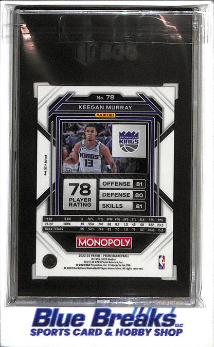 2022-23 Panini - Prizm - Monopoly - Gold Money Shimmer - Keegan Murray - SGC10 - 133/500 - #78 - Basketball - Kings - drop