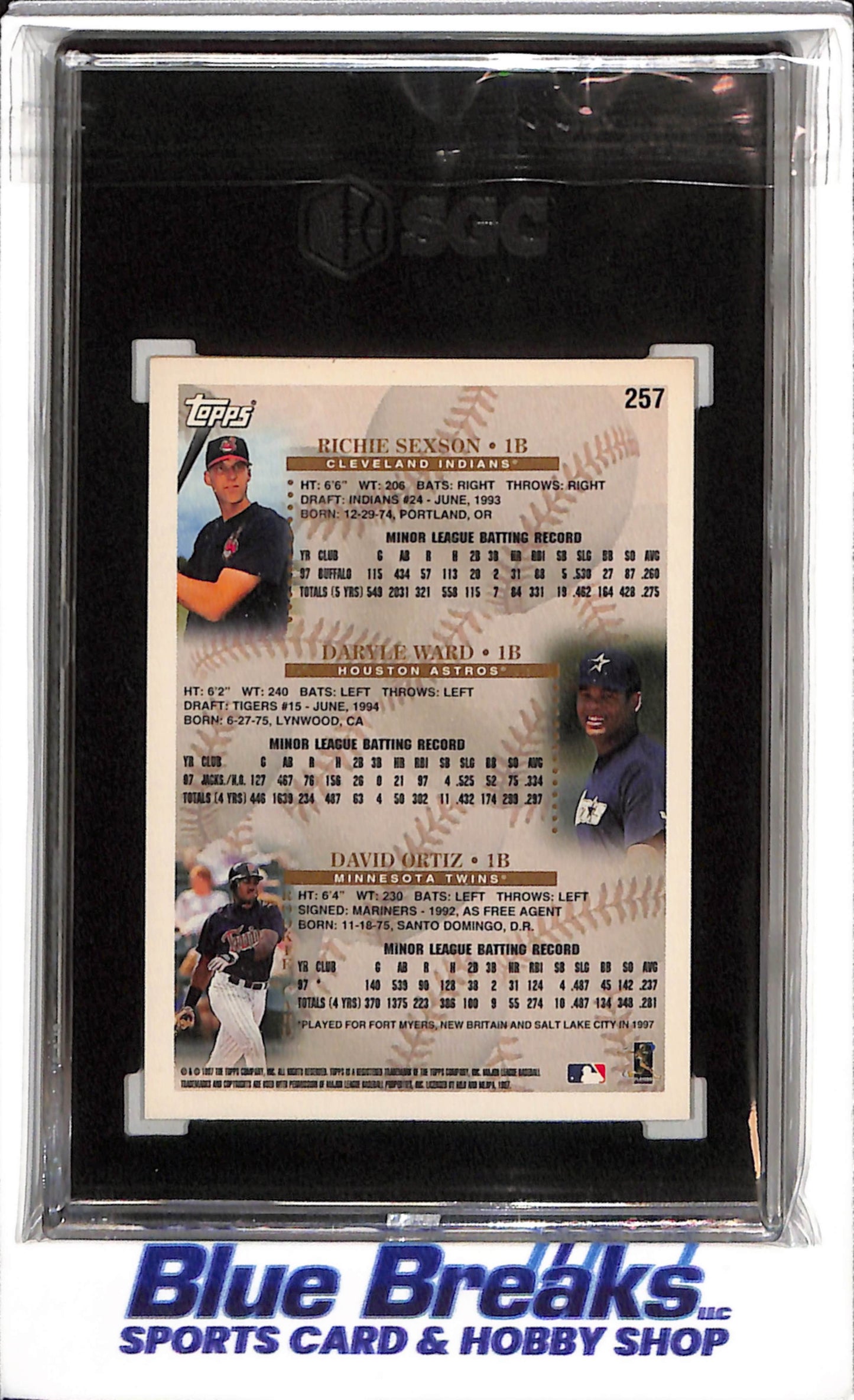 1998 Topps - Prospects - Sexson/Ortiz - SGC9 - #257 - Baseball - Indians - Astros - Twins - drop