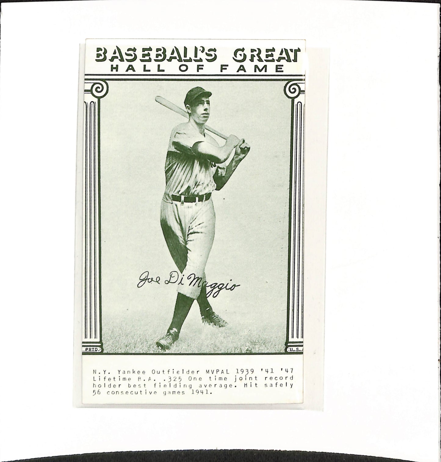 Baseball's Great Hall of Fame - Joe DiMaggio - Baseball - Yankees