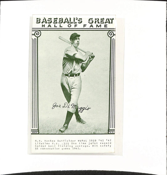 Baseball's Great Hall of Fame - Joe DiMaggio - Baseball - Yankees - drop