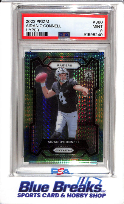 2023 Panini - Prizm - Green Hyper - Aidan O'Connell - PSA9 - 164/175 - #360 - Football - Raiders - drop
