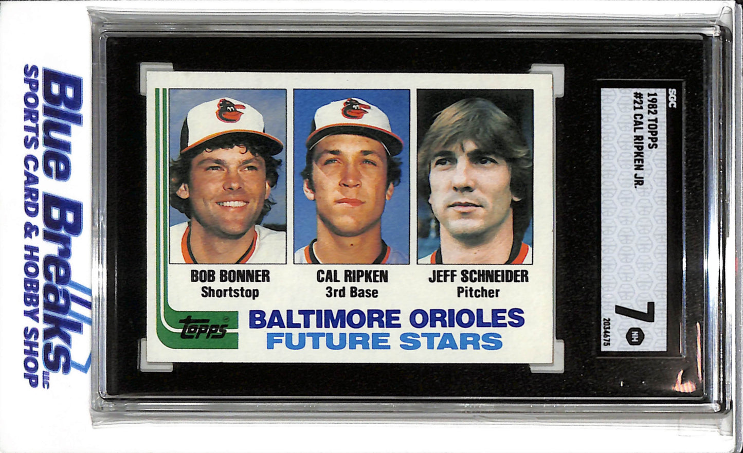1982 Topps - Future Stars - Bob Bonner/Cal Ripken/Jeff Schneider - SGC7 - #21 - Baseball - Orioles - drop