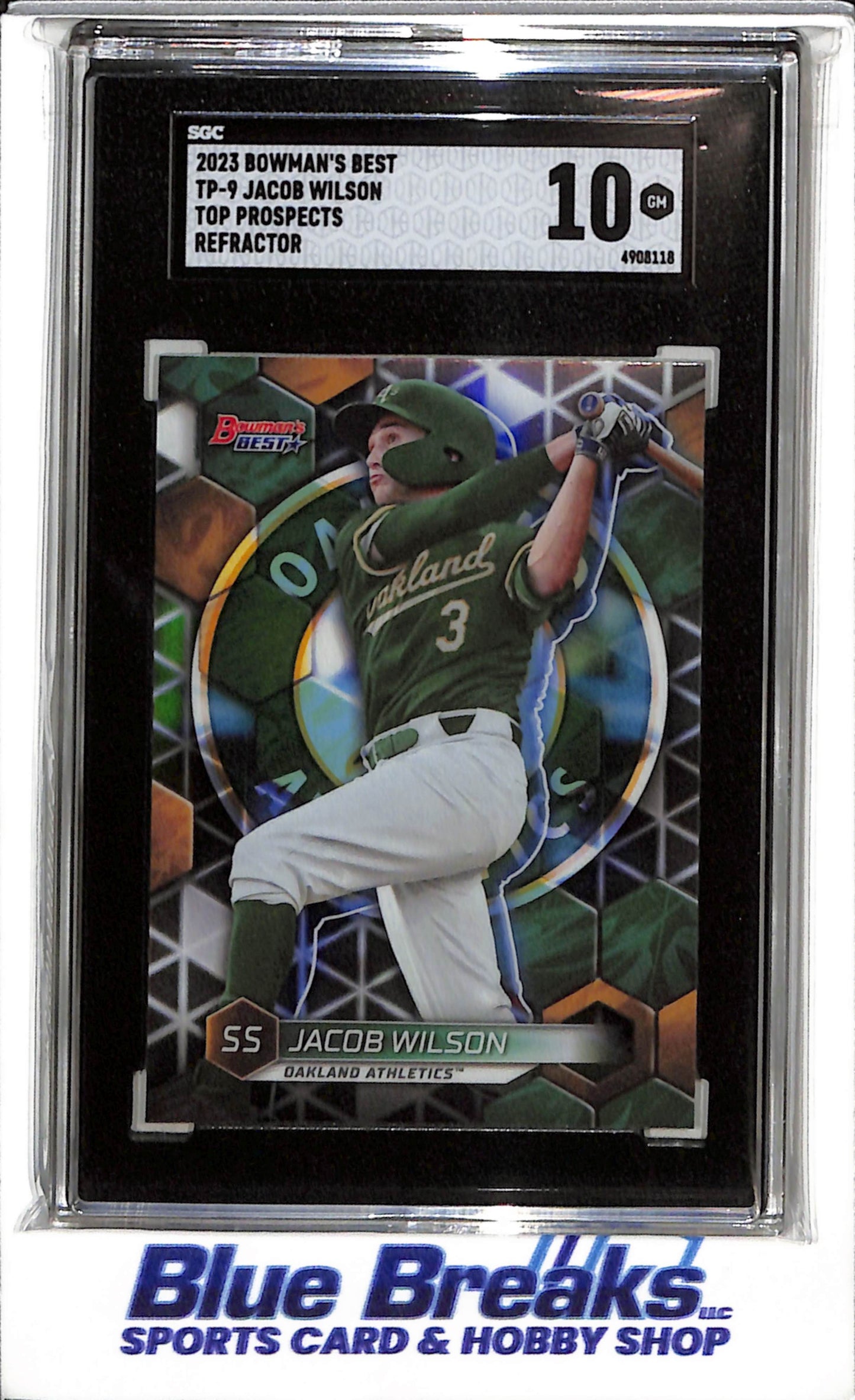 2023 Topps - Bowman Best - Refractor - Top Prospects - Jacob Wilson - SGC10 - #TP-9 - Baseball - Athletics - drop