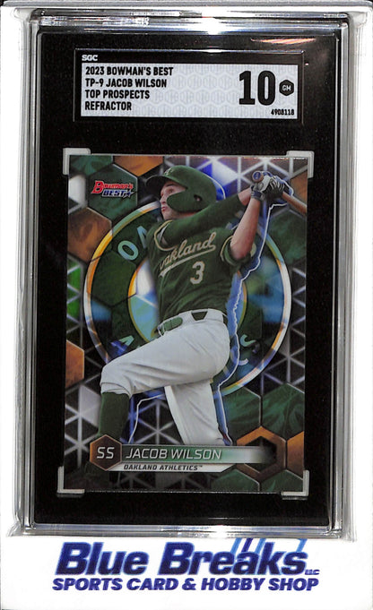 2023 Topps - Bowman Best - Refractor - Top Prospects - Jacob Wilson - SGC10 - #TP-9 - Baseball - Athletics - drop