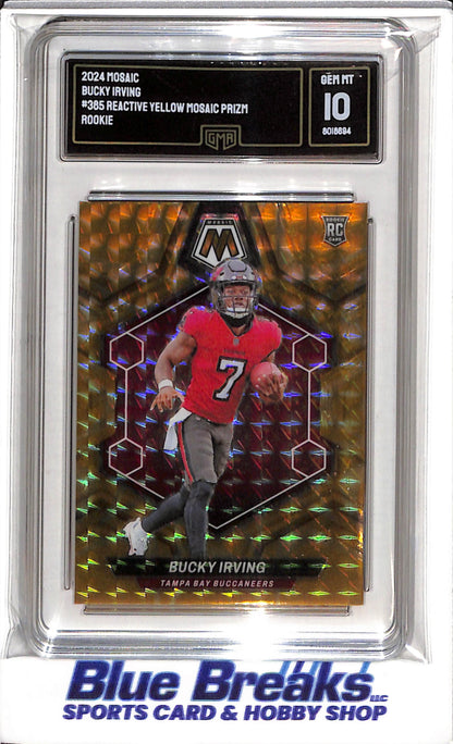 2024 Panini - Mosaic - Yellow Mosaic Prizm - Rookie - Bucky Irving - GMA10 - #385 - Football - Buccaneers - drop