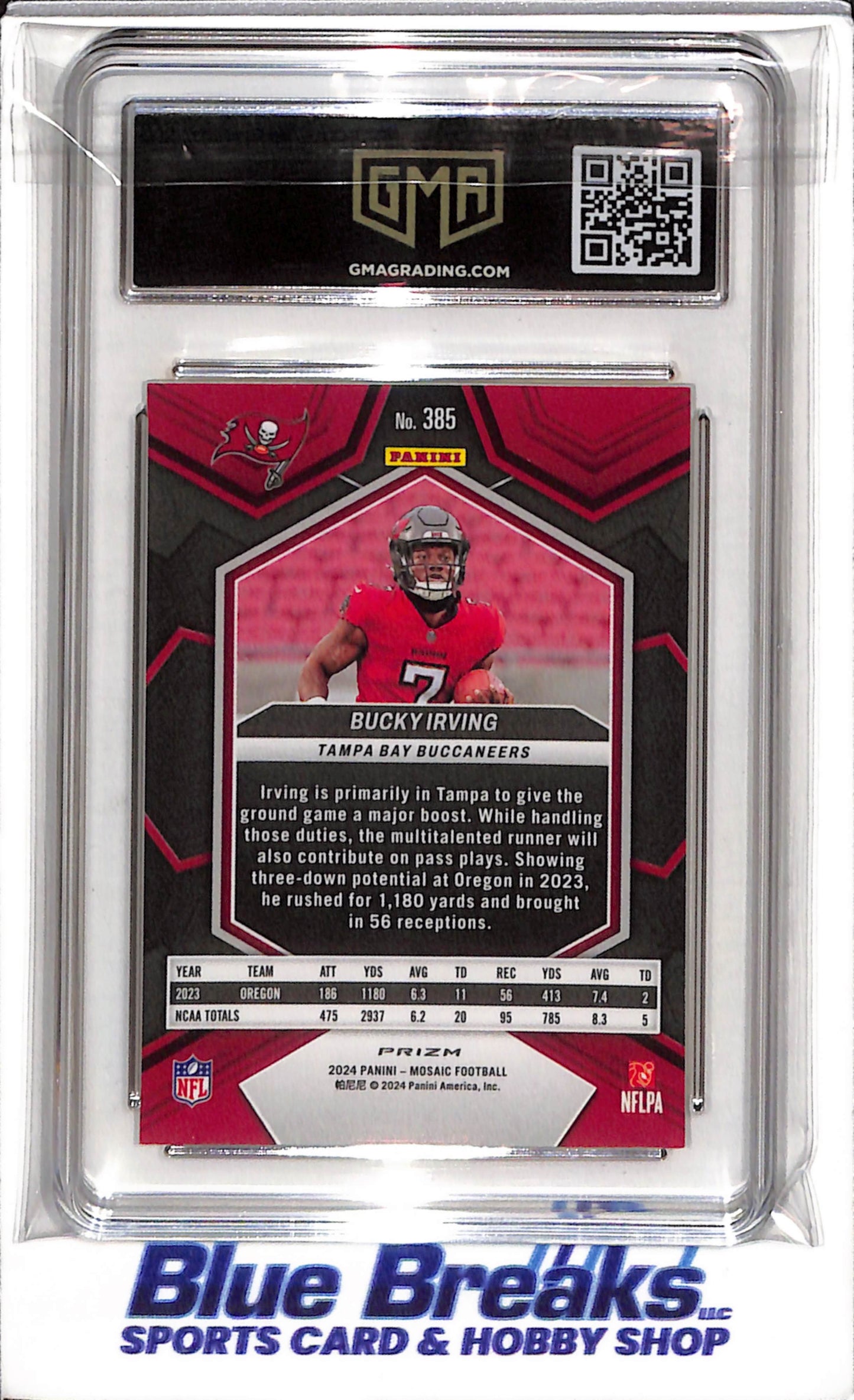 2024 Panini - Mosaic - Yellow Mosaic Prizm - Rookie - Bucky Irving - GMA10 - #385 - Football - Buccaneers - drop