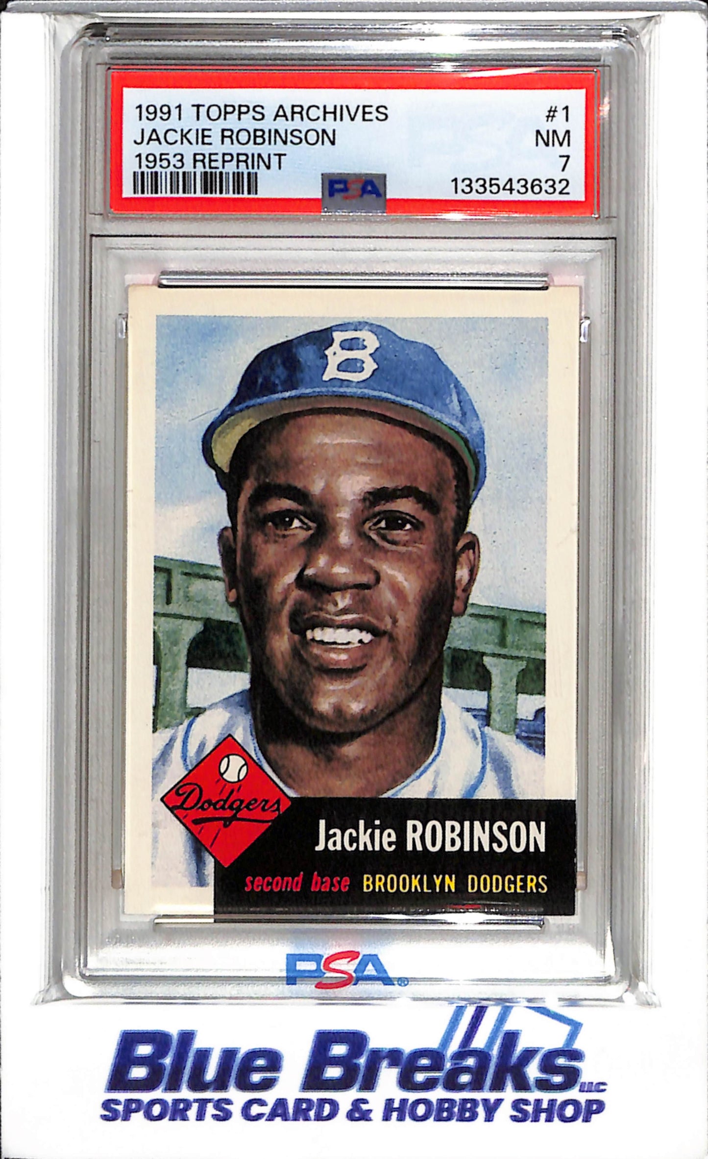 1991 Topps - Archives - 1953 Reprint - Jackie Robinson - PSA7 - #1 - Baseball - Dodgers - drop