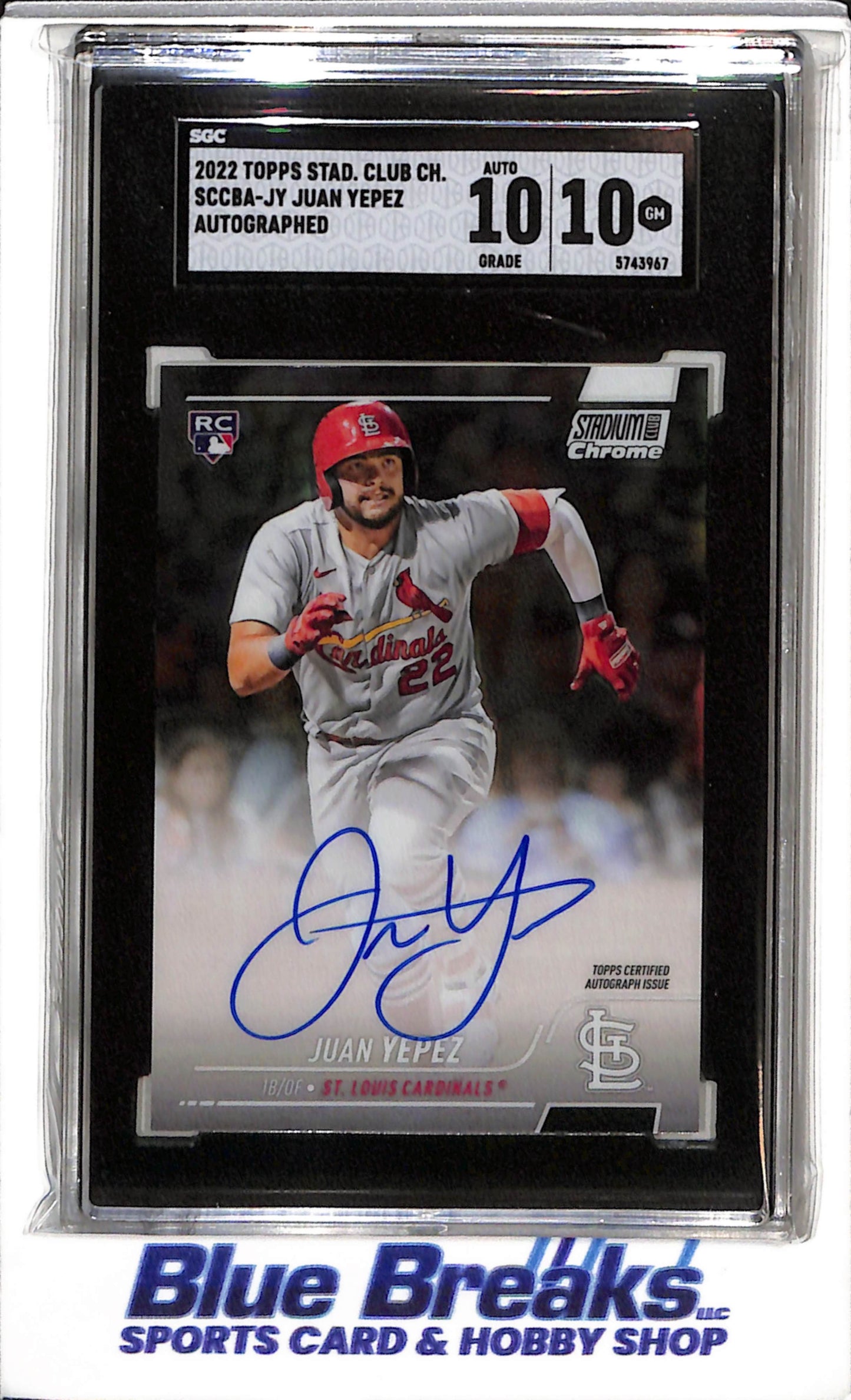 2022 Topps - Stadium Club Chrome - Autographed - Juan Yepez - SGC10 - #SCCBA-JY - Baseball - Cardinals - drop