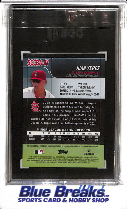 2022 Topps - Stadium Club Chrome - Autographed - Juan Yepez - SGC10 - #SCCBA-JY - Baseball - Cardinals - drop