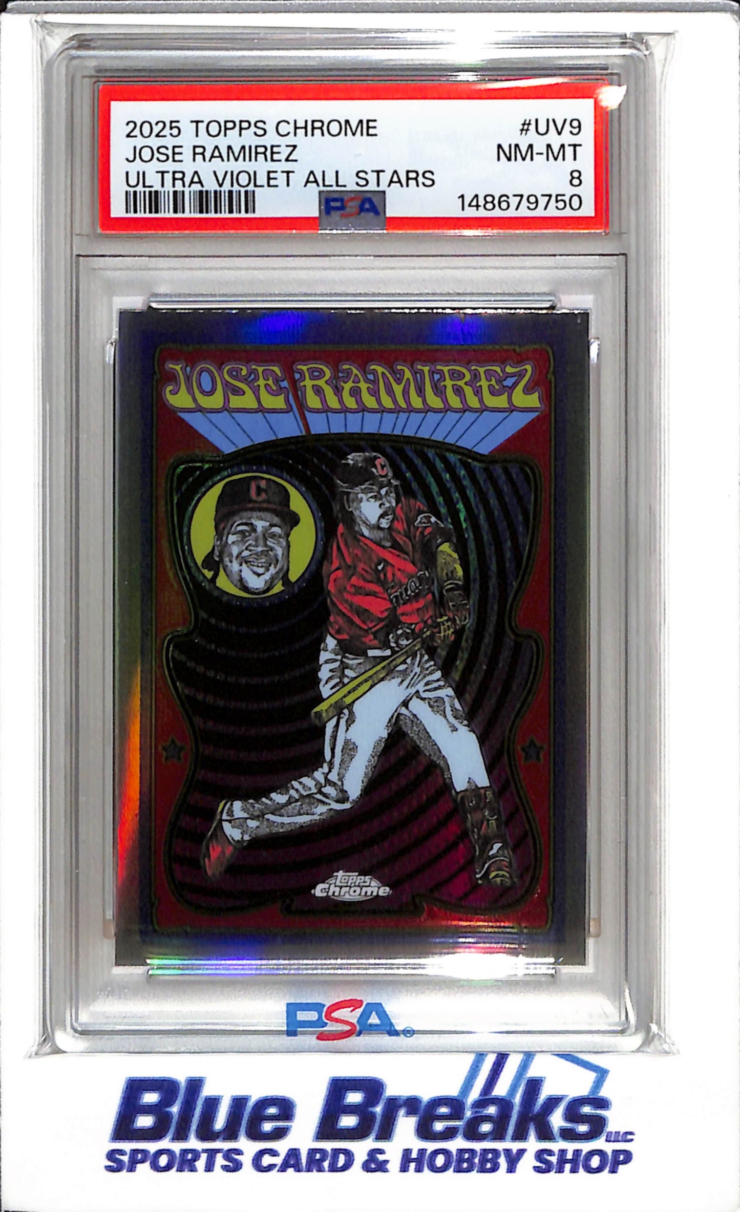 2025 Topps - Chrome - Ultra Violet - All-Stars - Jose Ramirez - PSA8 - #UV-9 - Baseball - Guardians