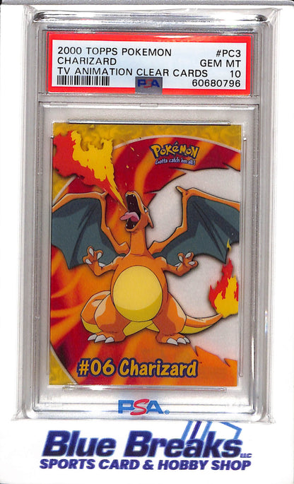 2000 Topps Pokemon - TV Animation Clear Cards - Charizard - PSA10 - #PC3 - drop