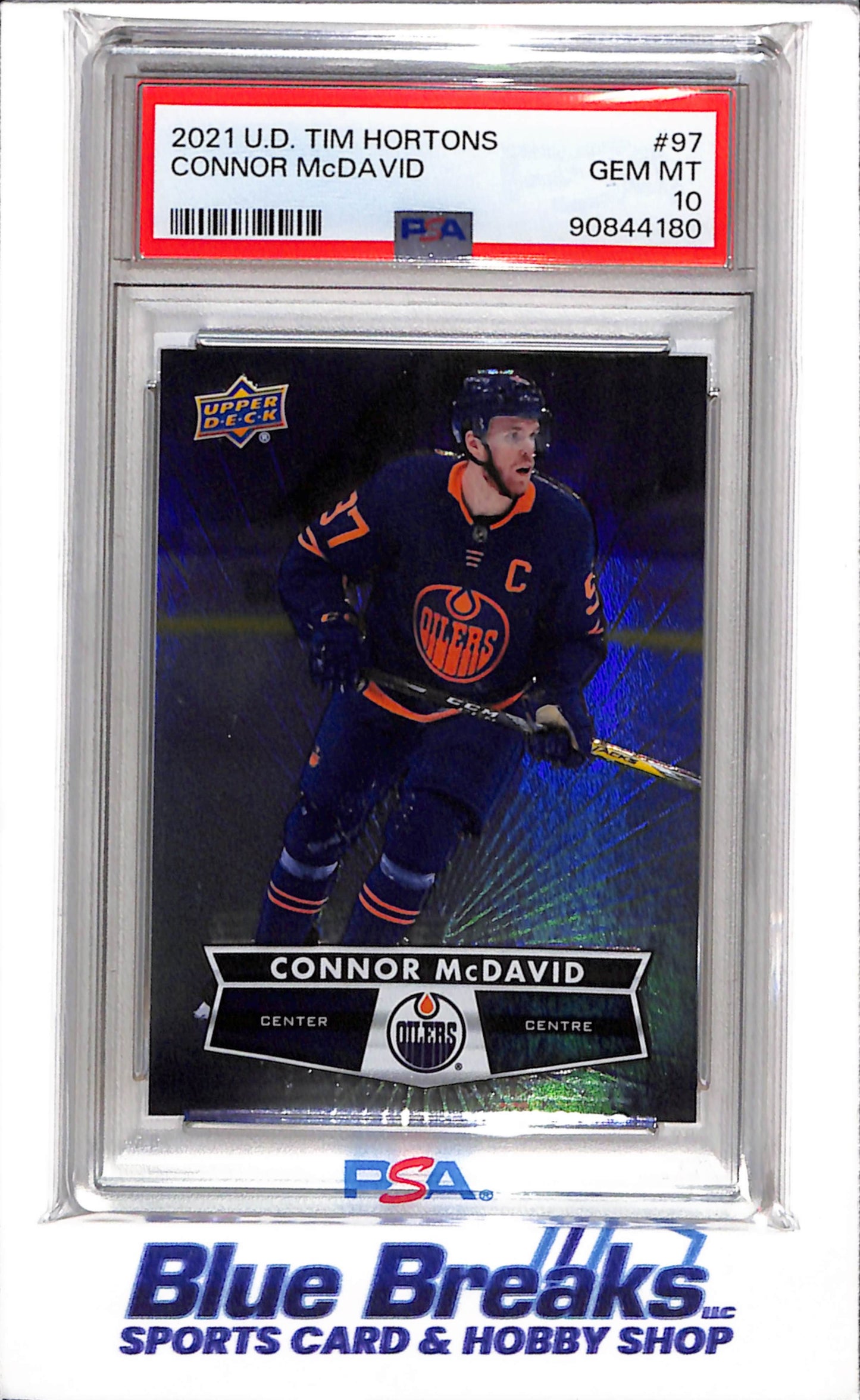 2021 Upper Deck - Tim Hortons - Connor McDavid - PSA10 - #97 - Ice Hockey - Oilers - drop
