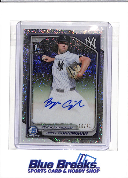2024 Topps - Bowman Chrome - Auto - Silver Sparkle - Bryce Cunningham - 10/71 - CPA-BC - Baseball - Yankees - drop