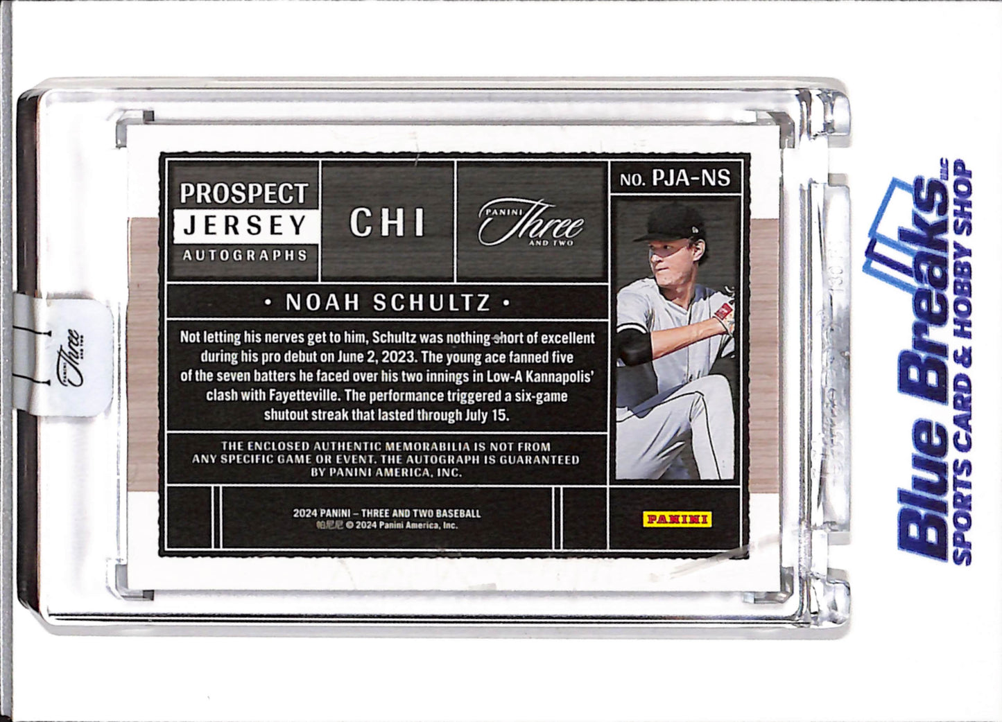 2024 - Panini - Three and Two - Prospect - Green Relic Auto - Noah Schultz - 2/5 - #PJA-NS - Baseball - White Sox - drop