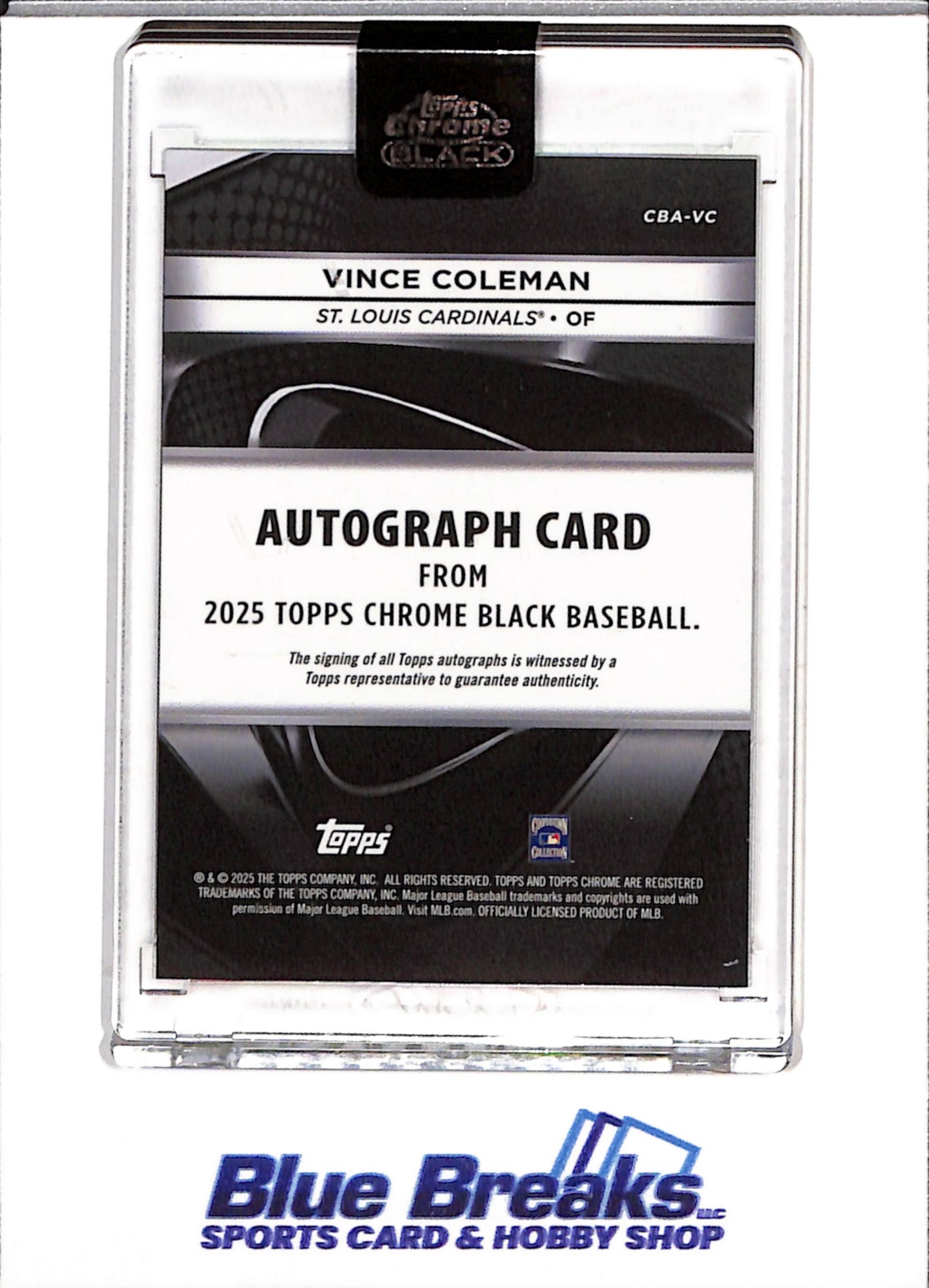 2025 Topps - Chrome Black - Green Auto - Vince Coleman - 72/99 - #CBA-VC - Baseball - Cardinals - drop