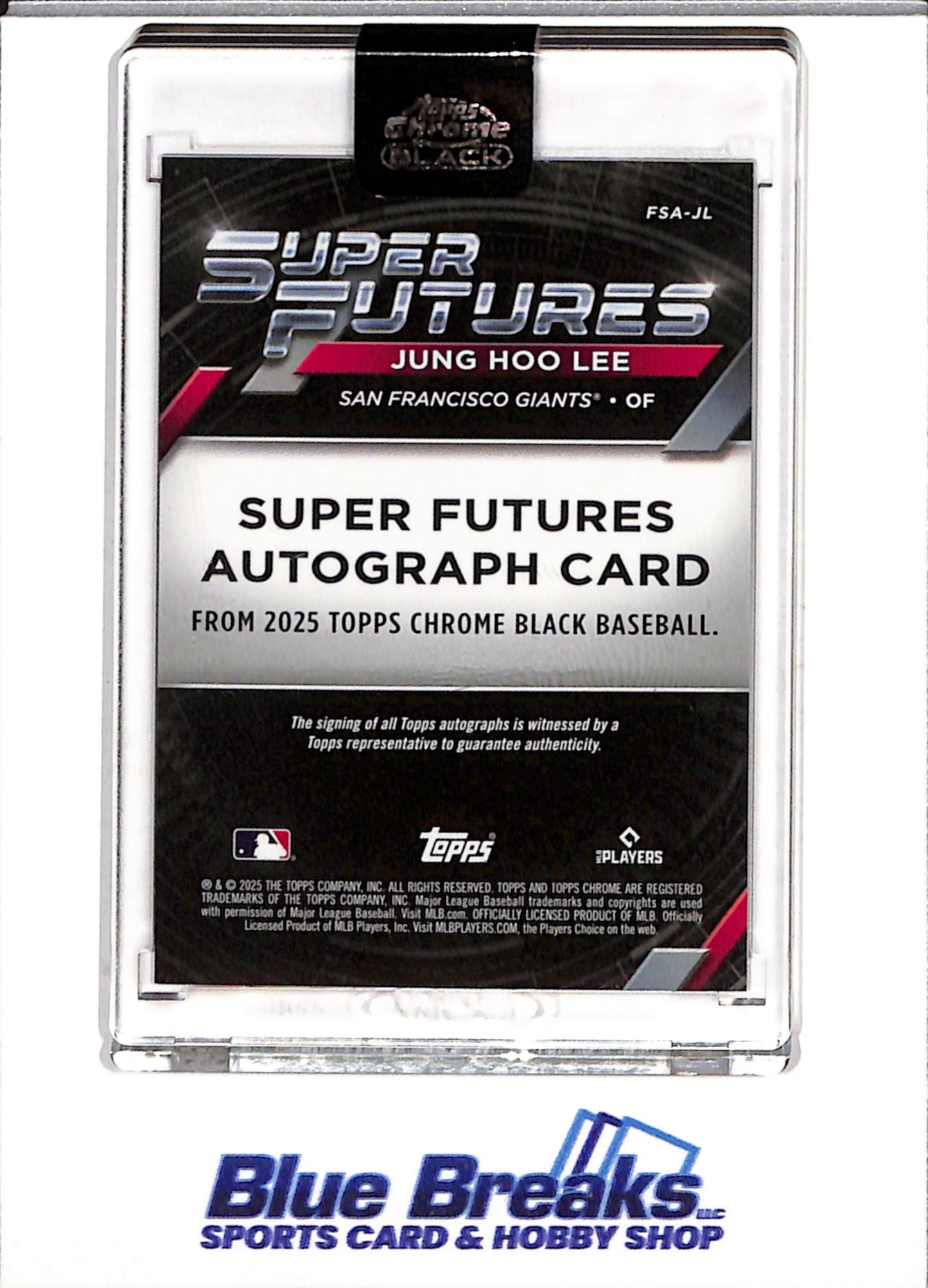 2025 Topps - Chrome Black - Super Futures Auto - Jung Hoo Lee - 31/99 - #FSA-JL - Baseball - Giants - drop