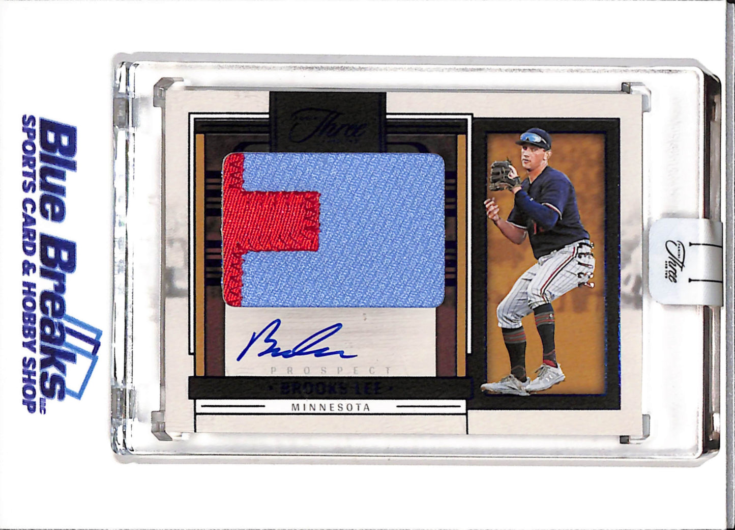 2024 Panini - Three and Two - Prospect Blue - Relic Auto - Brooks Lee - 23/32 - #PJA-BL - Baseball - Twins - drop