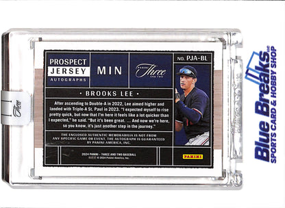 2024 Panini - Three and Two - Prospect Blue - Relic Auto - Brooks Lee - 23/32 - #PJA-BL - Baseball - Twins - drop