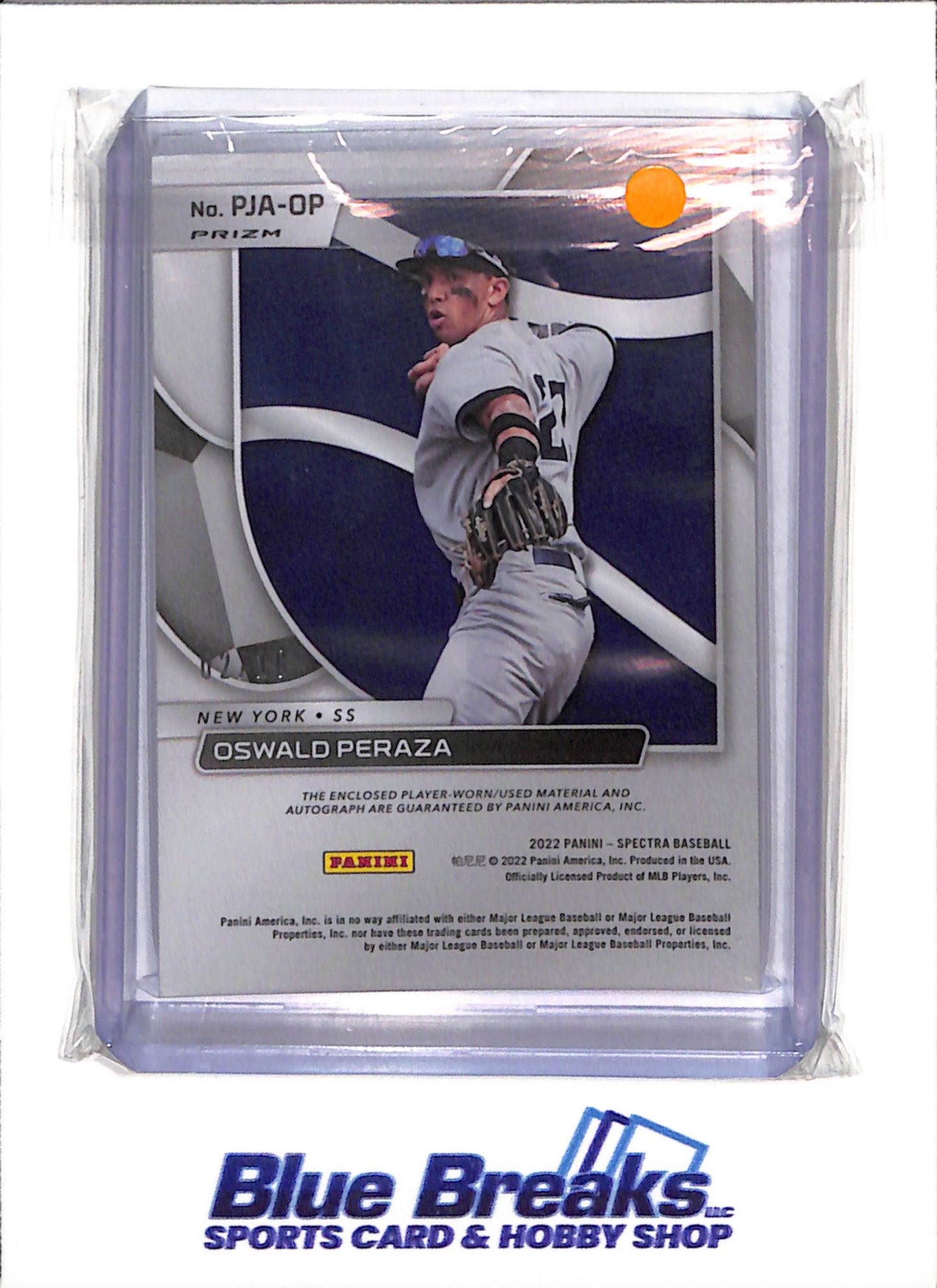 2025 Panini - Spectra - Prospect - Yellow Geometric - Auto Relic - Oswald Peraza - 02/10 - #PJA-OP - Baseball - Yankees - drop
