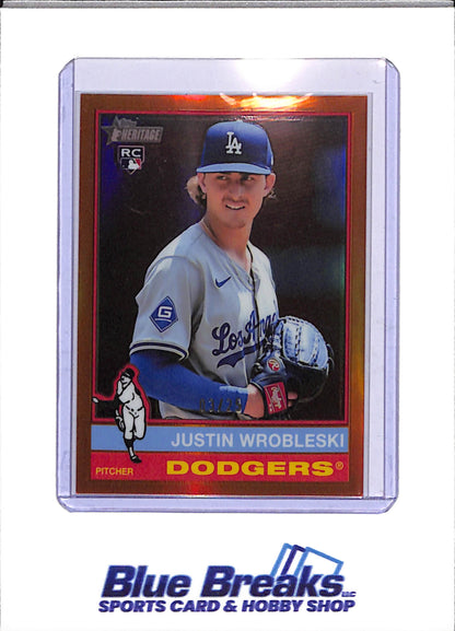 2025 Topps - Heritage - Rookie Card - Justin Wrobleski - 03/25 - #319 - Baseball - Dodgers - drop