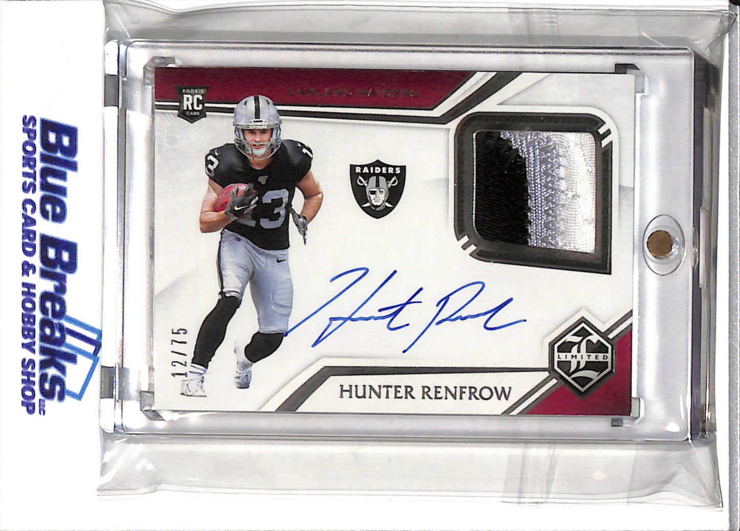 2019 Panini - Limited - Rookie Card - Relic Auto - Hunter Renfrow - 12/75 - #139 - Football - Raiders - drop