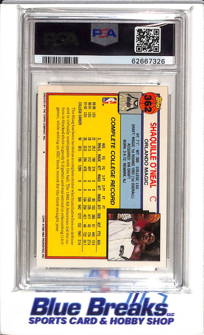 1992 Topps - Draft Pick - Shaquille O'Neal - PSA7 - #362 - Basketball - Magic - drop