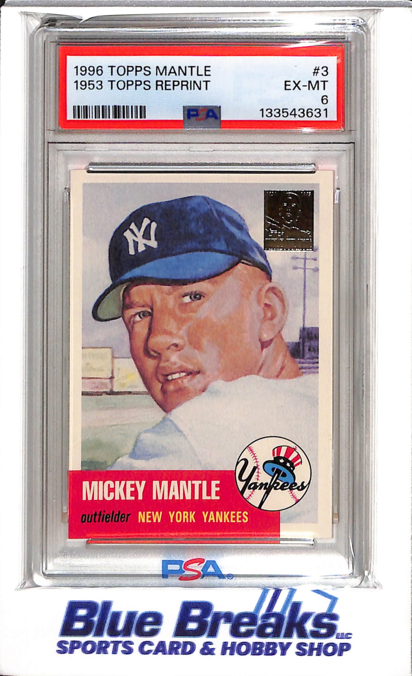 1996 Topps - 1953 Reprint - Mickey Mantle - PSA6 - #3 - Baseball - Yankees - drop